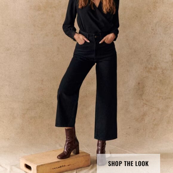 Sezane cropped black denim jeans, size 2